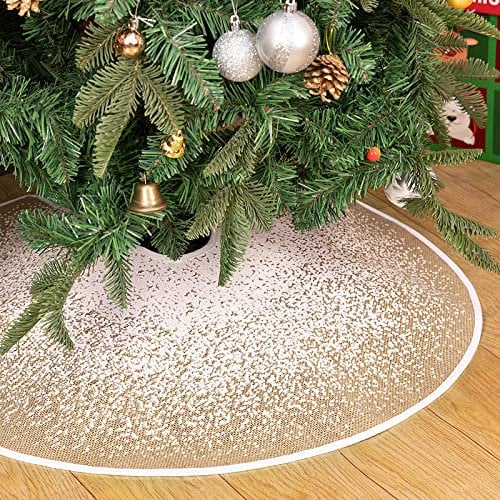 N&T NIETING Jupe de Sapin de Noël en Toile de Jute 76,2 cm - Motif Flocons de Neige, Tapis Rustique pour Fête de Vacances et Décoration