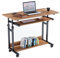 Dripex Computertisch höhenverstellbar Schreibtisch mit Rollen, Kleiner Computertisch auf Rollen, Beistelltisch, Laptoptisch mit Tastaturauszug,PC Tisch klein für Home Office, Dunkelbraun