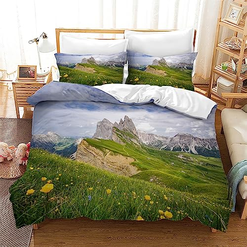 Bettwäsche 200x220 Burggipfel 3D Druck Bettbezüge und 2 Kissenbezug 80x80 Kuschelig Atmungsaktive Bettwäsche Set 3 Teilig mit Reißverschluss