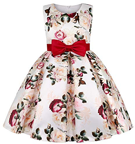JerrisApparel Vestido Sin Mangas Flores para Niñas Boda Ceremonia Fiesta
