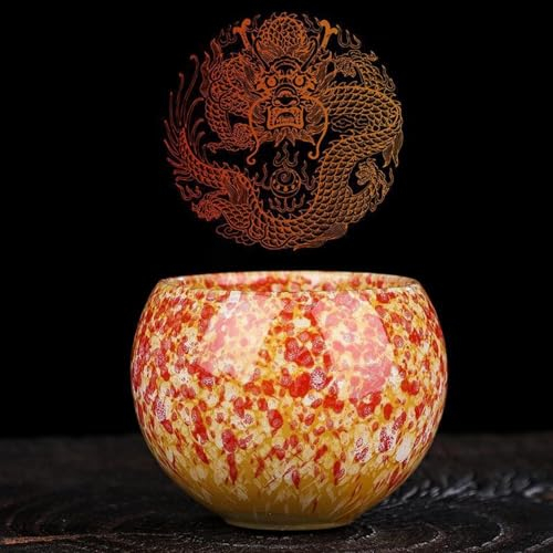 HGDESIGN Juego de tazas de té de cerámica de porcelana, tazas de café retro, tazas de té chino japonés, kung fu, taza de calor de savia, juego de 5 regalos (1 unidad rojo)