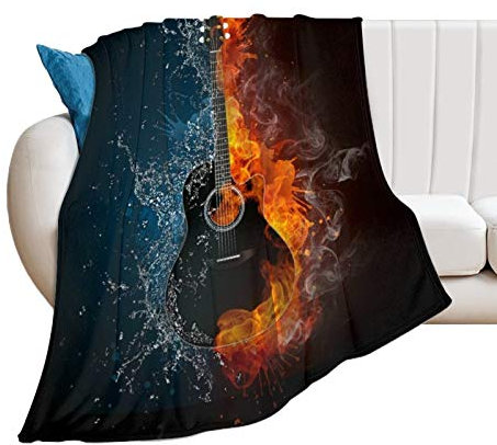 fifbird Fleecedecke, Überwurf, superweich, Flanell, lichtbeständig, Autodecke für Sofa und Haustier (Gitarre aus Wasser und Feuerwehr), 127 x 101,6 cm