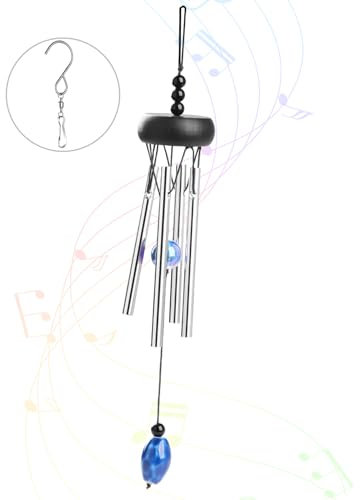 Hianjoo Windspiele für Draußen, Mini Metal Windglockenspiel, 11 Inch 4 Aluminiumle Legierung Röhren Windspiele für Garten Heimdekoration Geschenke - Schwarz