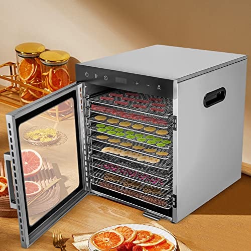 Deshidratador de alimentos de 800 W con 10 bandejas y temporizador, temperatura ajustable, luces LED, deshidratador de alimentos, carne, fruta, deshidratador