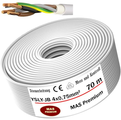 MAS Premium Von 5 bis 250 m YSLY-JB 4x0,75 mm² Flexibles Steuerkabel grau Verlege Kabel Mess-, Kontroll- und Regelungsleitung für Werkzeugmaschinen Steuerleitung (70m)