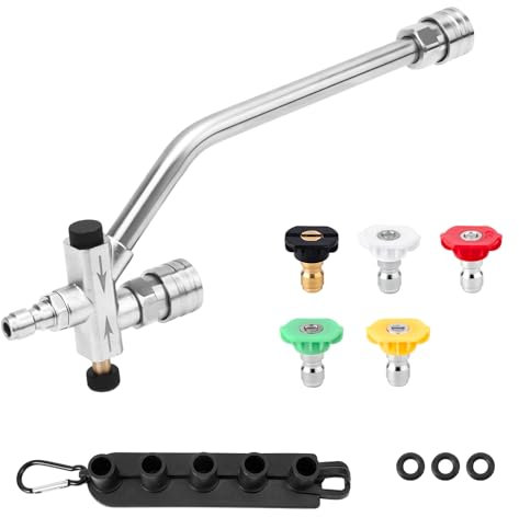 NQEUEPN Foam Cannon Dual Connector Accessory, 1/4in Quick Connect Dual Lance Pressure Washer Wand with 5 Power Sprayer Nozzles Pressure Washer Double Tip Attachment for Car Soap Cannon
