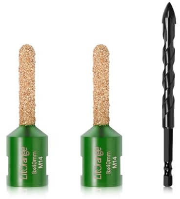Litorange Mortar Rake 2 pcs Ø 8mm x 40mm with M14 Thread, Tungsten Carbide Bit for Pointing Brickwork Joint Mortar, Suitable for The Wall Chaser and Concrete Angle Grinder