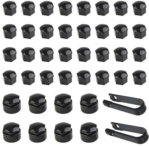 40 PCS 17mm Wheel Nut Covers, 32 Standard and 8 Locking Caps with Wheel Cap Removal Tool, Universal Fit for Audi, VW and Most Car Models, Black Plastic Screw for Protection