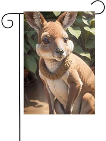 Panneau de jardin amusant pour kangourou imprimé zoo 30,5 x 45,7 cm double face extérieur arbre de Noël drapeau décoratif