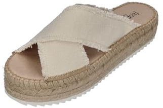 Espadrij L'ORIGINALE Damen Pantolette CROISETTE LINEN nature, Größe:39 EU
