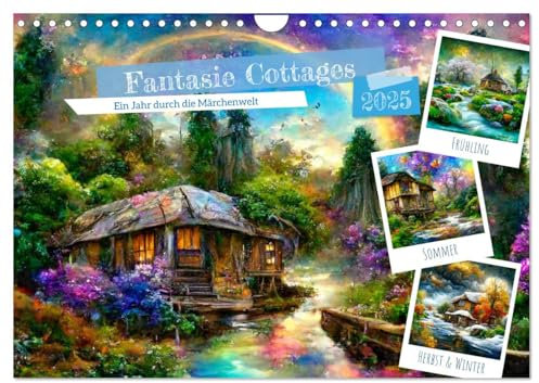 Fantasie Cottages - Ein Jahr durch die Märchenwelt (Wandkalender 2025 DIN A4 quer), CALVENDO Monatskalender