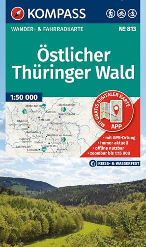 KOMPASS Wanderkarte 813 Östlicher Thüringer Wald 1:50.000: Wander- und Fahrradkarte in einem - inklusive Offline-Verwendung in der KOMPASS-App. Wander-& Radwege. Langlaufen.