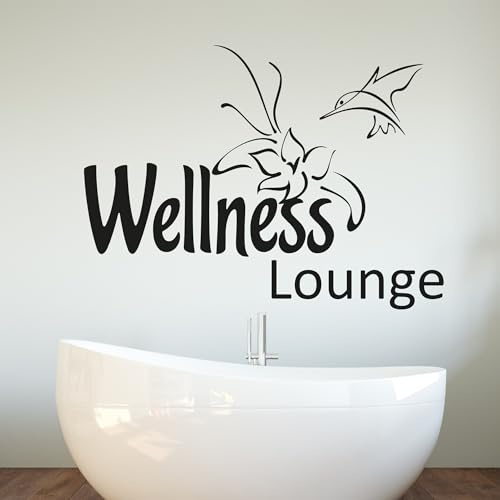 GRAZDesign Wandtattoo Bad Sprüche Wellness Lounge Türaufkleber Fliesenaufkleber - 78x57cm / 070 schwarz