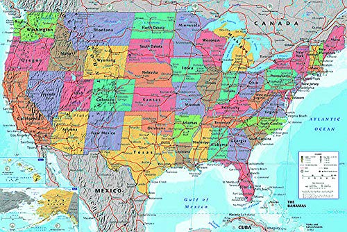 Close Up USA Landkarte Poster (91,5cm x 61cm) + Ü-Poster