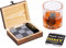 iiiMY Set von 9 Whisky Steine Geschenk Natur Speckstein und Granit Chillen Felsen mit stilvolle Holzkiste und freie Samt Tasche
