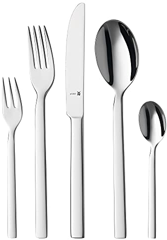 WMF Lyric Edelstahl Besteck Set 6 Personen, Essbesteck Set 30 teilig, Monobloc-Messer, Cromargan protect poliert, kratzbeständig, spülmaschinenfest