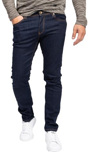 Rock Creek Herren Jeans Hose Regular Slim Stretch Jeans Herrenjeans Herrenhose Denim Stonewashed Basic Stretchhose Raw RC-2137 Dunkelblau W38 L30