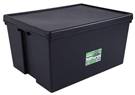 Wham Bam 100% Recycled Super Strong Impact Resistant Black Re-Usable Storage Boxes With Lids 150 Litre 79.5 x 60 x 39.5cm (1 Box)