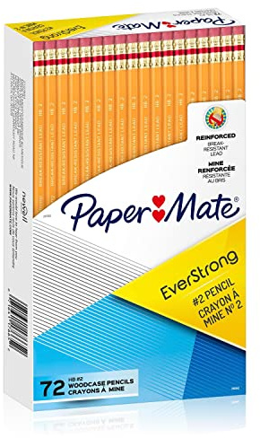 Paper Mate EverStrong #2 Pencils, Reinforced, Break-Resistant Lead When Writing, 72-Count