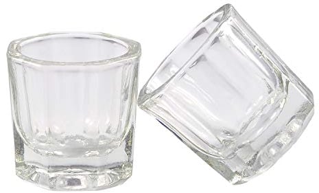 Geviro 2er-Pack Nail Art Glas Kristall Bowl Cup Glas Dappen Dish Schüssel Nagel Werkzeuge Nail Art Transparent Cup für Acrylpulver