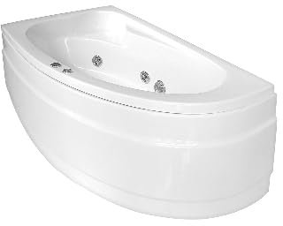 Badewanne Mit Hydro-Massage Eckig Modell Zaira Mit Flächenvorhang Version Rechts