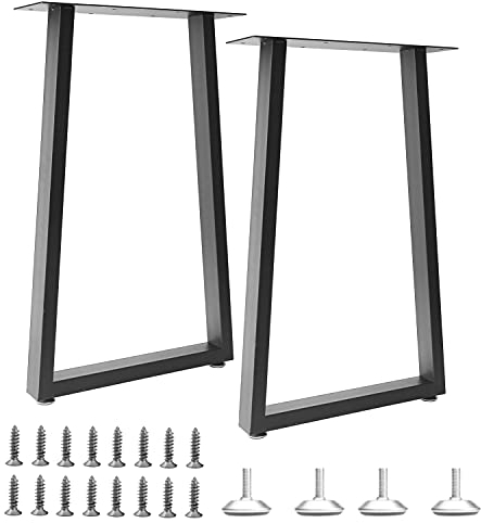 Topsair Metall Tischbeine Schreibtischbeine, Heavy Duty Vierkantrohr Eisen Schreibtischbeine, DIY Möbelbeine für Esstisch, Couchtisch, Computertisch, Werkbank, Konferenzraum Tisch, 2er Set, Schwarz(U)