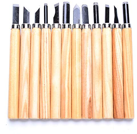 Holz-Schnitzwerkzeug Set - 12 STK Holz Schnitzmesser und 3 Schleifsteine für Erwachsene und Kinder, Schnitzmesser Set für holz, Obst, Gemüse, Carving DIY, Skulptur und Wax