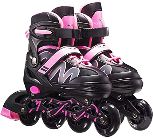 SKLOER einstellbare Inliner-Skates für Kinder Anfänger, 2 in 1 Inliner und Schlittschuhe mit Bremsen, Fitness-Inline-Skates, Unisex-Rosa_S (26-33)
