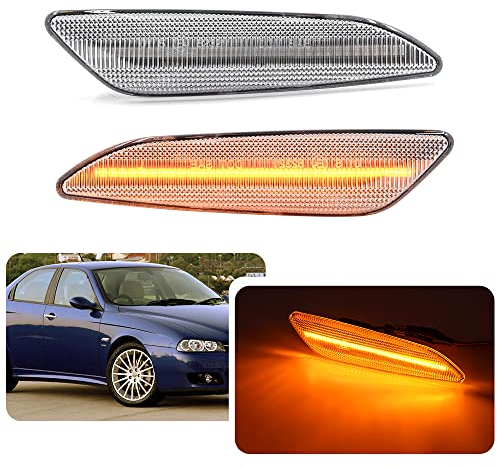 LED-Seiten-Repeater-Kontrollleuchten für Alfa Romeo 147 Facelift 05-10 Alfa Romeo 156 97-05 Fiat Tipo Cross Lancia MK3 Delta Ypsilon Clear Lens Side Blinker Blinker Lampen