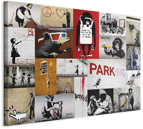 B&D XXL - Akustikbild Mural Street Art, Schallschutz, Wohnzimmer, Büro | Verbessert Raumakustik, reduziert Hall, ideal fürs Büro oder Wohnzimmer, hochwertige Verarbeitung, schnelle Montage, stilvoll