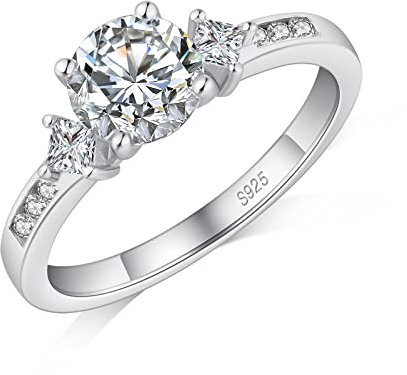 Ring Silber 925 Breit Diamant Ring Damen Ring Silber Zirkonia Ring 55 Ring Silber mit Stein Weißgold Ring Damen Verlobungsringe Hochzeitsring Ehering für Damen Braut