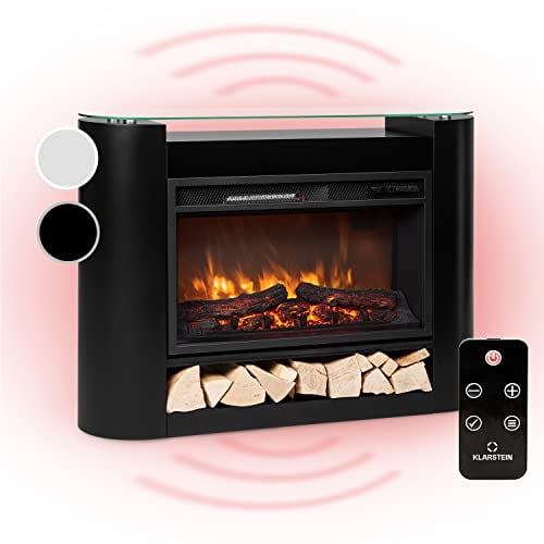 Klarstein Elektrokamin, Elektro Heizungen für Wohnzimmer & Innenräume, Elektrischer Kamin mit LED Flammen, Sparsamer Elektroofen, Heizlüfter mit Timer, Einstellbarer Thermostat, Heizung 1800 W