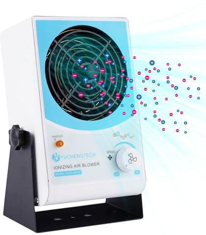 YUCHENGTEH ESD Soplador de aire Antiestático Soplador de Aire Ionizante Aguja de Iones Incorporada Equilibrio de Iones de ±10V Eliminación Estática Rápida Volumen de Aire Ajustable de 45-110CFM