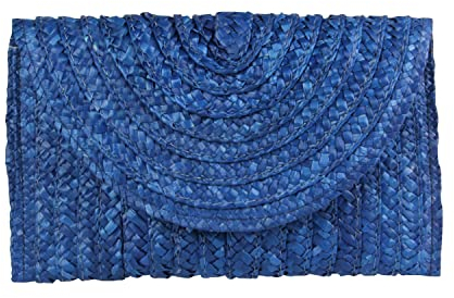 EVEOUT Women's Woven Straw Handbag Summer Clutches Purse Beach Vacation Bag Blue