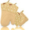 TreuFeld® Premium Ofenhandschuh-Set, Topfhandschuhe 4er-Set 1 Paar und 2 Topflappen Hitzebeständige Silikon und Baumwolle Anti-Rutsch (Beige)