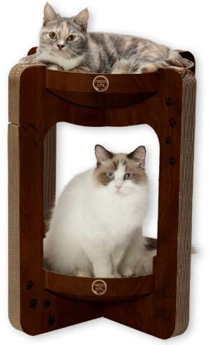 Necoichi Cozy Cat Scratcher Bowl, 100% Recycled Paper, Chemical-Free Materials, No.1 sellr in Japan! (Tower (Dark Cherry), Regular)