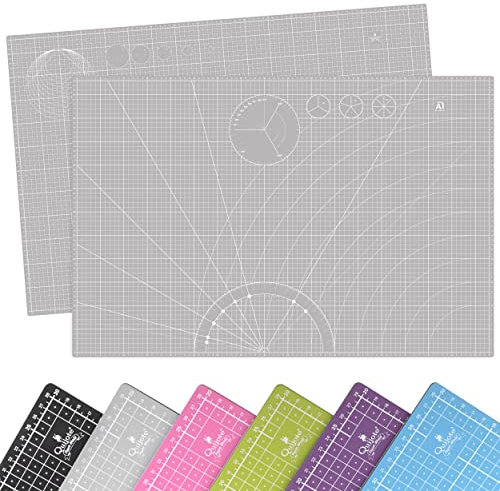 BASE DE CORTE QUIJOTE PAPER WORLD - Tamaño A1, 6 colores básicos, Patchwork, Guías de corte, cicatrización rápida, 3mm espesor, planchas para cortar - GRIS 1 UNIDAD