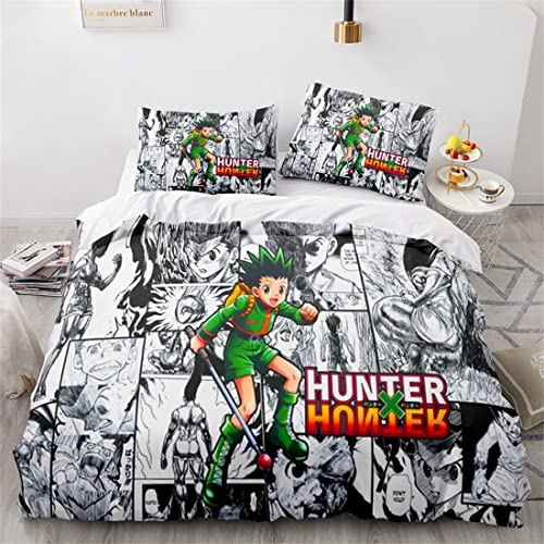 NECEHY Anime Hunter X Hunter Bettbezug-Sets für Kinder, 3D-gedrucktes Bettwäsche-Set für Jungen, Einzelbett, Queen-Size-Bett, Bettwäsche für Schlafzimmer,ab-51,King:94x87/240x220cm