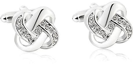 Manschettenknöpfe Herren Silber Knoten, Manschettenknöpfe Hochzeit Vintage Edelstahl Cufflinks Weiß CZ Schmuck Geschenk