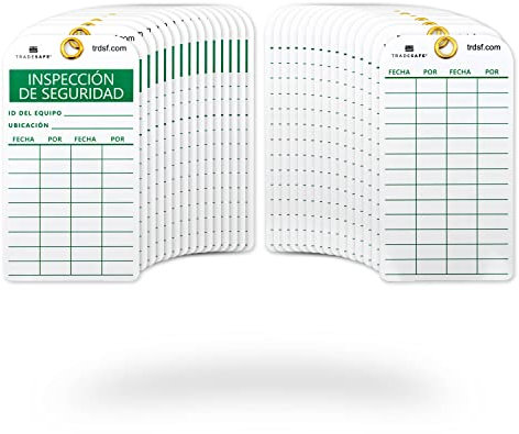 TRADESAFE Spanish Safety Inspection Tags, Inspección de Seguridad - 30 Safety Tags with 30 Zip Ties, Durable 32 mil Vinyl, Inspection Record Tag for Scaffolds, Ladders, Fire Extinguisher, Machinery