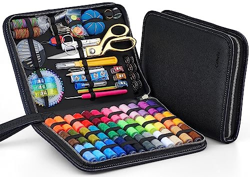 Kit de hilo de aguja de coser para adultos: 232 piezas de suministros profesionales de costura a mano – Kit de costura grande para adultos, básico principiante, principiantes, viajes, emergencia,