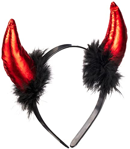 KOH I Rot + Schwarz I Kopfbedeckung I Haarreif I Haarband I Teufelshörner I Teufelsohren I Halloween I Fasching I Karneval I Damen + Mädchen