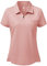 MoFiz Ladies Polo Shirts Short-Sleeve Cotton Golf Tennis Work Summer Top Casual Sports T-Shirt with 1/4 Zipper Pink Size XL