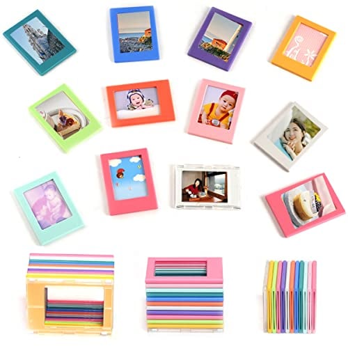 MIZAZBOX 12PCS Colorful Magnetic Photo Frame for 3 Inch Mini Photo, Picture Collage Frames for Fridge Metal Surfaces, DIY Photo Frame