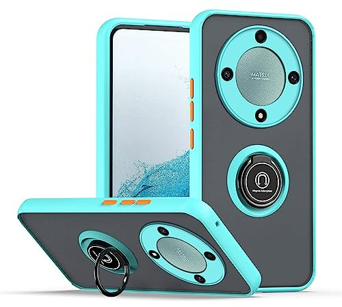 JIAFEI Funda para Honor Magic5 Lite 5G/Magic 5 Lite Antigolpes Dura Carcasa Translúcido PC/TPU Silicona Protección con 360 Grados Anillo iman Soporte, Cielo Azul