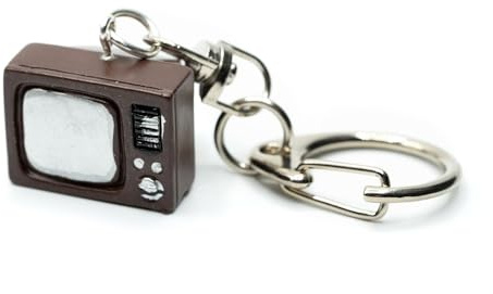 Miniblings Fernseher Schlüsselanhänger TV 3D Retro braun | Robuster Begleiter für Tasche und Rucksack, ein Fundstück für Sammler