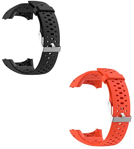 KAREN66 2 Stück Armband Kompatibel mit Polar M400/M430 Wechselarmbänder M400 M430 Uhrenarmband Sport Silikon Wechselarmband Ersatzarmband (Schwarz+Orange)