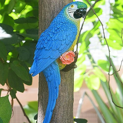 XKFLAUHM Papageien-Tiki-Statuen, Bar-Dekorationen für Terrasse, große, realistische Papageienstatue für Pool, Garten, Hof, Rasen, lebensechte Vogelskulptur, tropische Tierfiguren für
