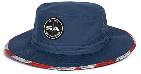 SA Company Fischerhut | UV 50+ für Erwachsene | Sonnenschutz mit verstellbarer Passform | feuchtigkeitsableitender Stoff, Amerikanische Flagge, Marineblau, Einheitsgröße