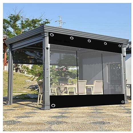 Outdoor Tarp Curtains With Zipper Door,Veranda Pergola Waterproof Side Panels,0.5mm Outdoor Gazebo Curtains For Pergola Porch,Protective Transparent Rain Curtains ( Size : H2.8xW10m/H9.1xW32.8ft )